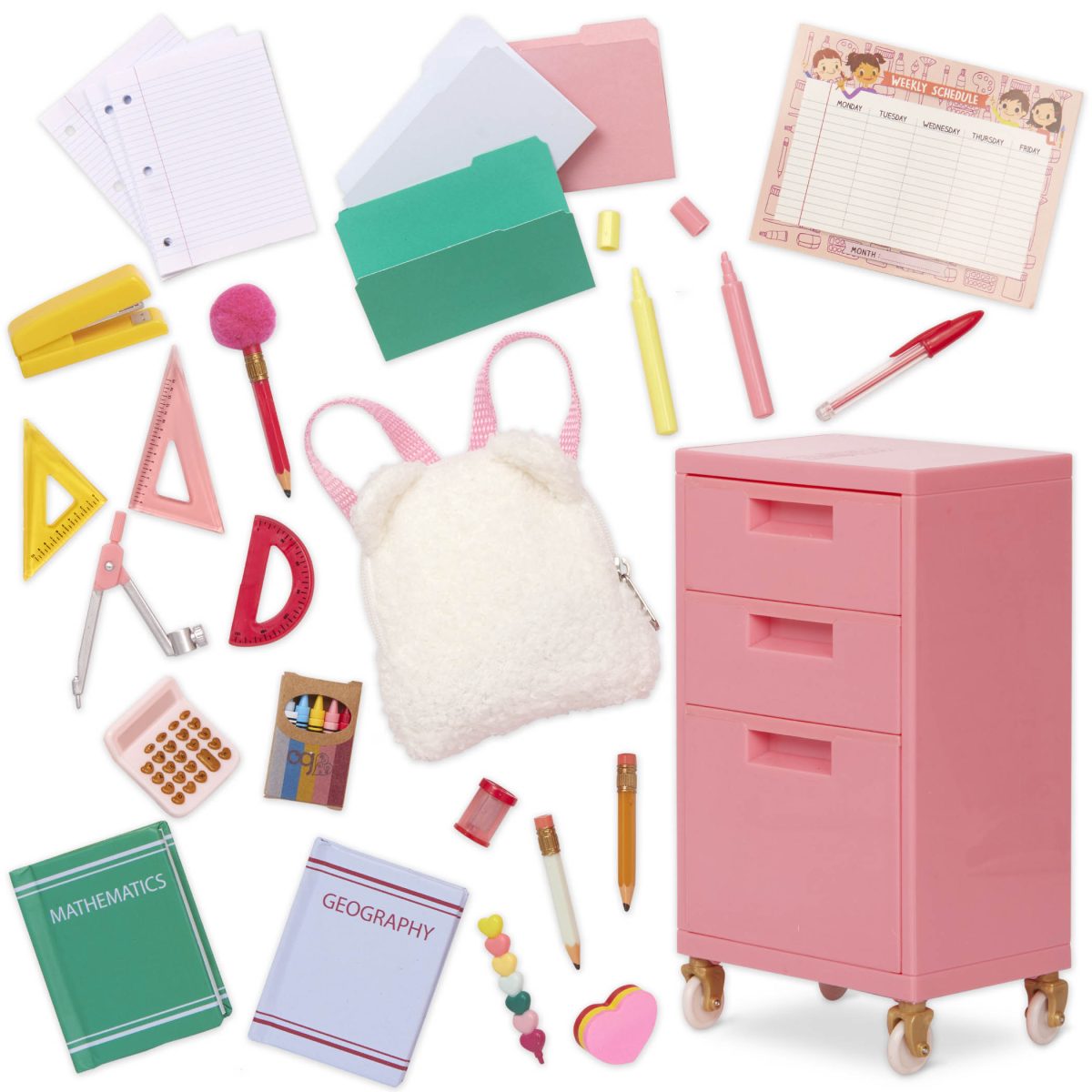 Our Generation: SZAFKA na KÓŁKACH, z TORNISTREM i przyborami SZKOLNYMI – Ready, Set, Learn! - obrazek 5