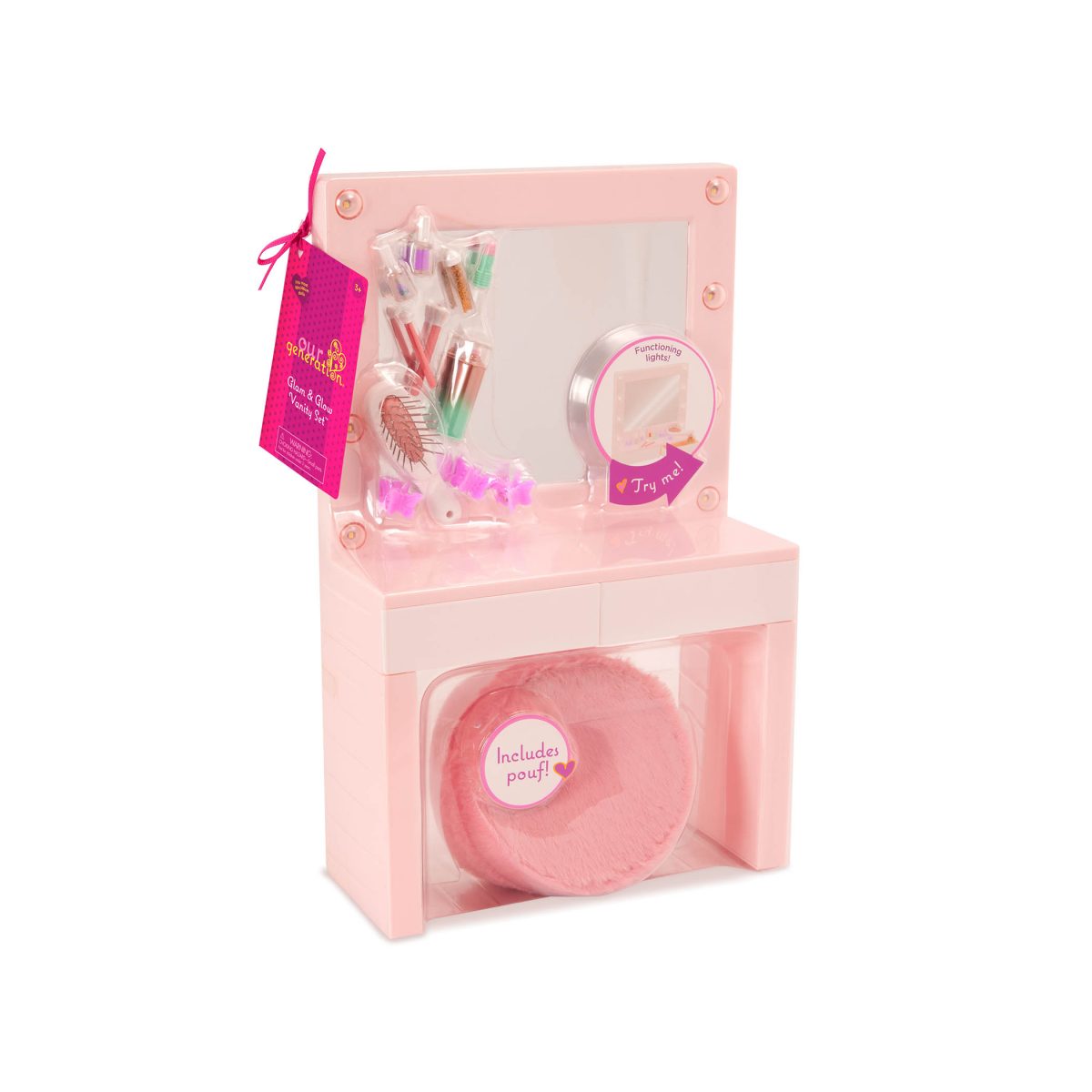 Our Generation: TOALETKA z podświetleniem i akcesoriami – Glam & Glow Vanity Set - obrazek 6