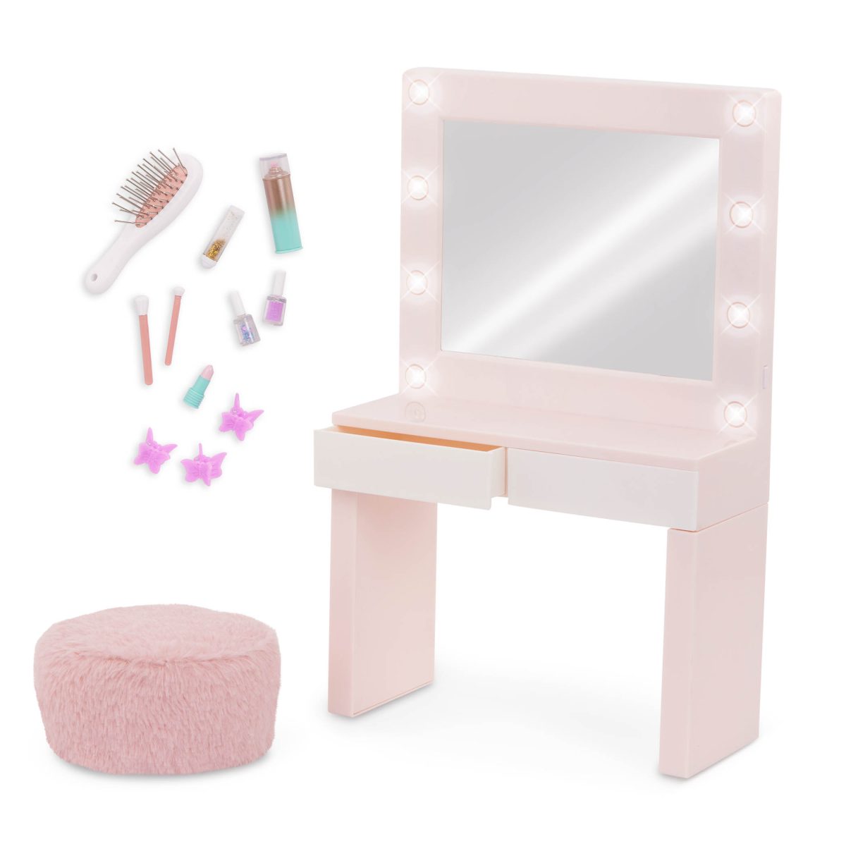 Our Generation: TOALETKA z podświetleniem i akcesoriami – Glam & Glow Vanity Set - obrazek 3