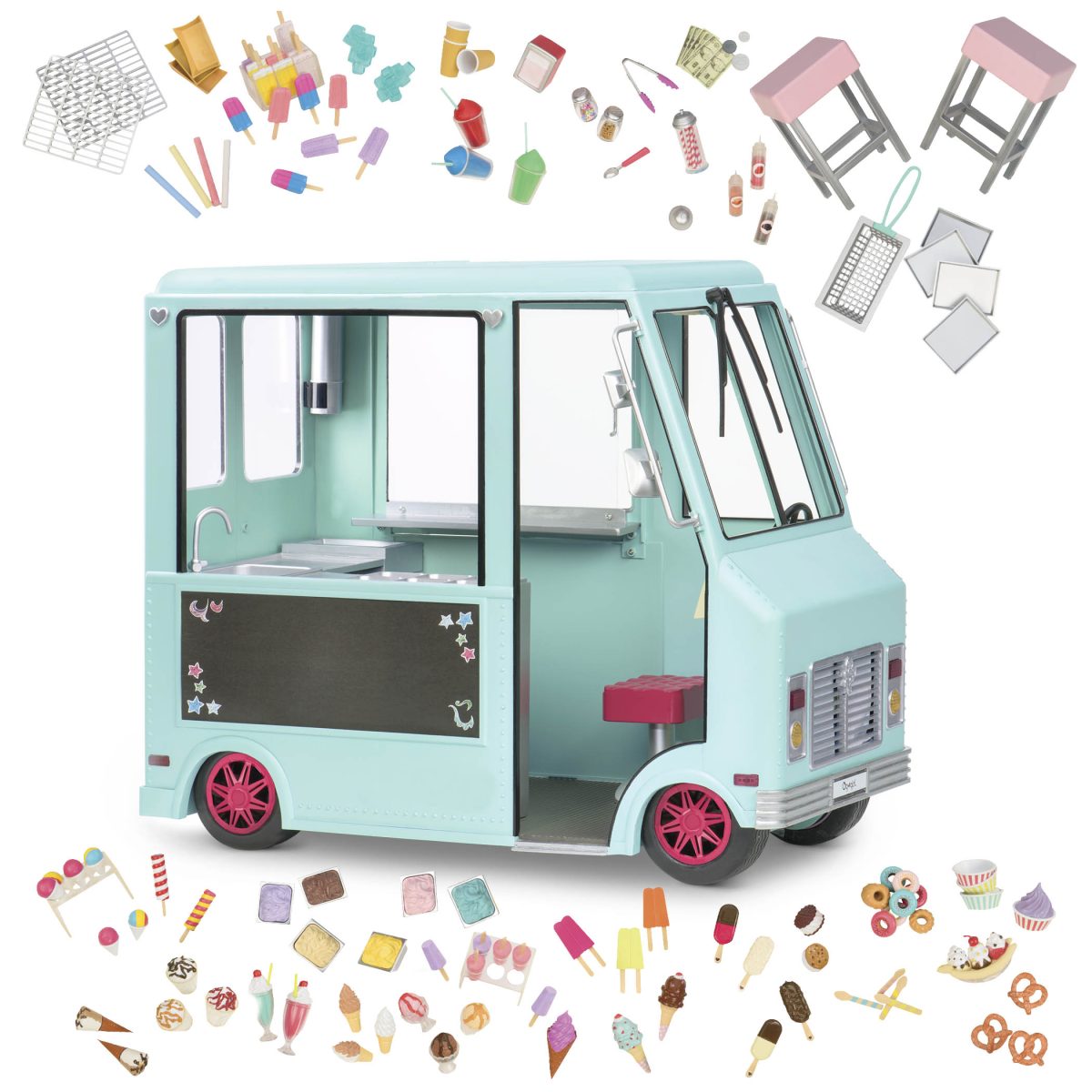 Our Generation: ciężarówka z lodami i wyposażeniem – SWEET STOP ICE CREAM TRUCK - obrazek 3