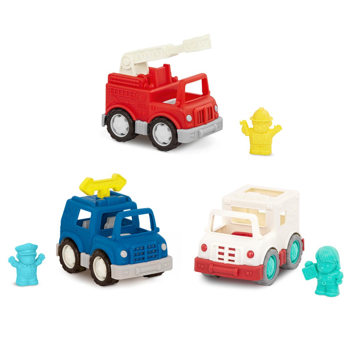 B.toys: Zestaw 3 pojazdów SŁUŻB RATUNKOWYCH z KIEROWCAMI – Emergency Vehicles - obrazek 1