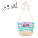 Souza! Torebka dla dzieci słomkowa w paski z pomponami Alaia