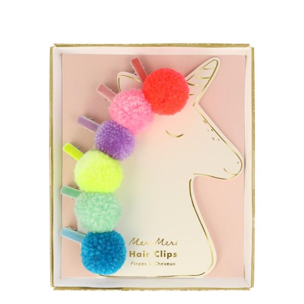 Meri Meri: SPINKI DO WŁOSÓW POMPONY JEDNOROŻEC