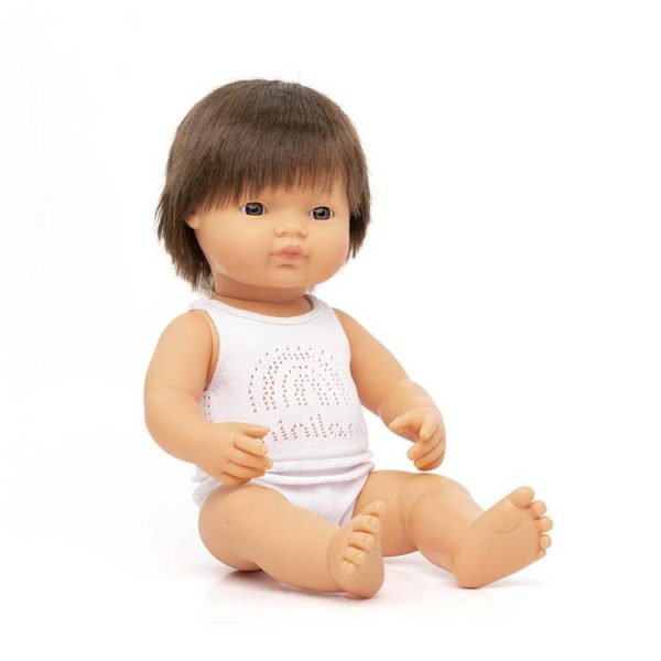 Miniland: lalka chłopiec Europejczyk 38cm | brązowe włosy