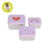 Lassig Pojemniki na przekąski stali nierdzewna Happy Rascals Heart lavender