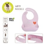 Lassig Śliniak silikonowy z kieszonką Happy Rascals Heart lavender - obrazek 4