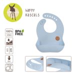 Lassig Śliniak silikonowy z kieszonką Happy Rascals Smile sky blue - obrazek 5