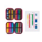 MILAN: piórnik 2-poziomowy z wyposażeniem ROLLER różowy - obrazek 3