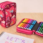 MILAN: piórnik 2-poziomowy z wyposażeniem ROLLER różowy - obrazek 2