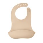 Mombella: silikonowy śliniak z kieszonką Light Brown