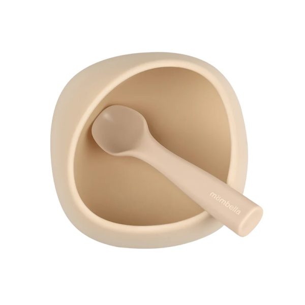 Mombella: miseczka z przyssawką i łyżeczka Light Brown