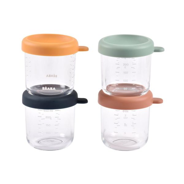 BEABA: zestaw słoiczków szklanych z zamknięciem 4 x 250 ml Sunrise Color Mix