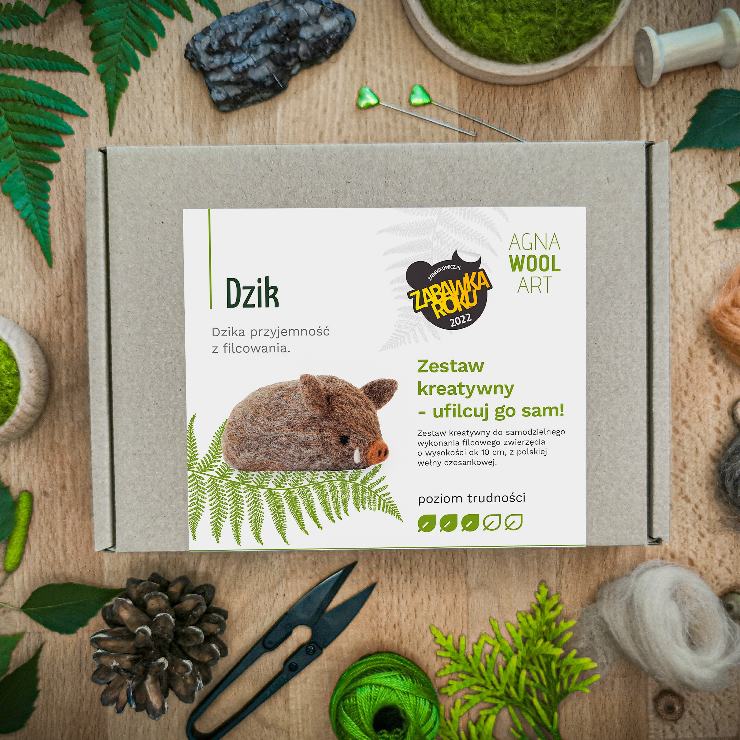 Agna Wool Art_box-2 AGNA WOOL ART: Ufilcuj go sam! Zestaw do filcowania Dzik - obrazek 1