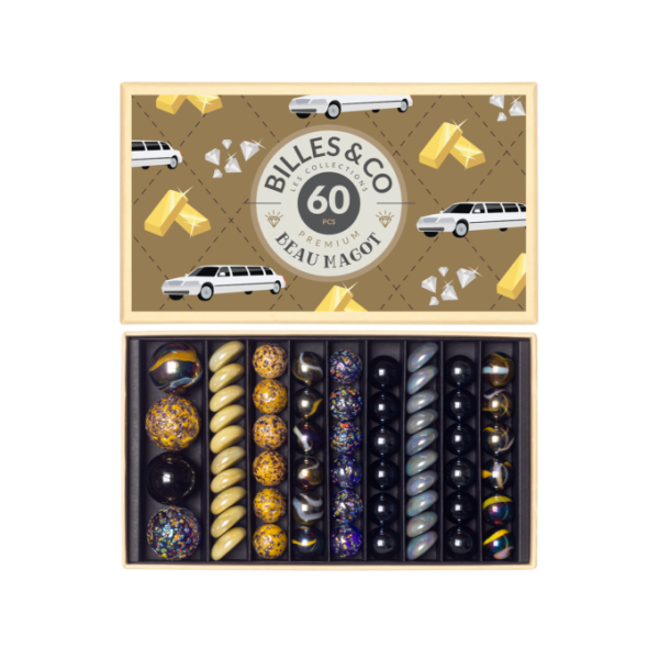 Billes & Co: Szklane kulki ZŁOTO I DIAMENTY / 60 el.