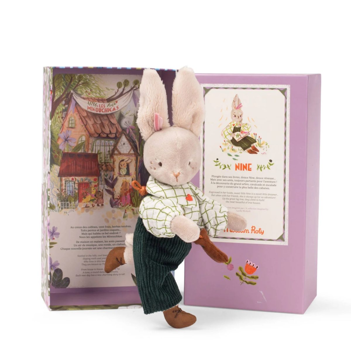 Moulin Roty: LES MINOUCHKAS - Królik NINE w ozdobnym pudełku - obrazek 3