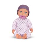 LullaBaby: lalka NIEMOWLĘ ze smoczkiem, w pidżamce w kropeczki i czapeczce - obrazek 3