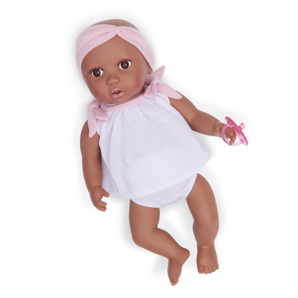 LullaBaby: lalka NIEMOWLĘ ze smoczkiem, w dwuczęściowym ubranku i opasce