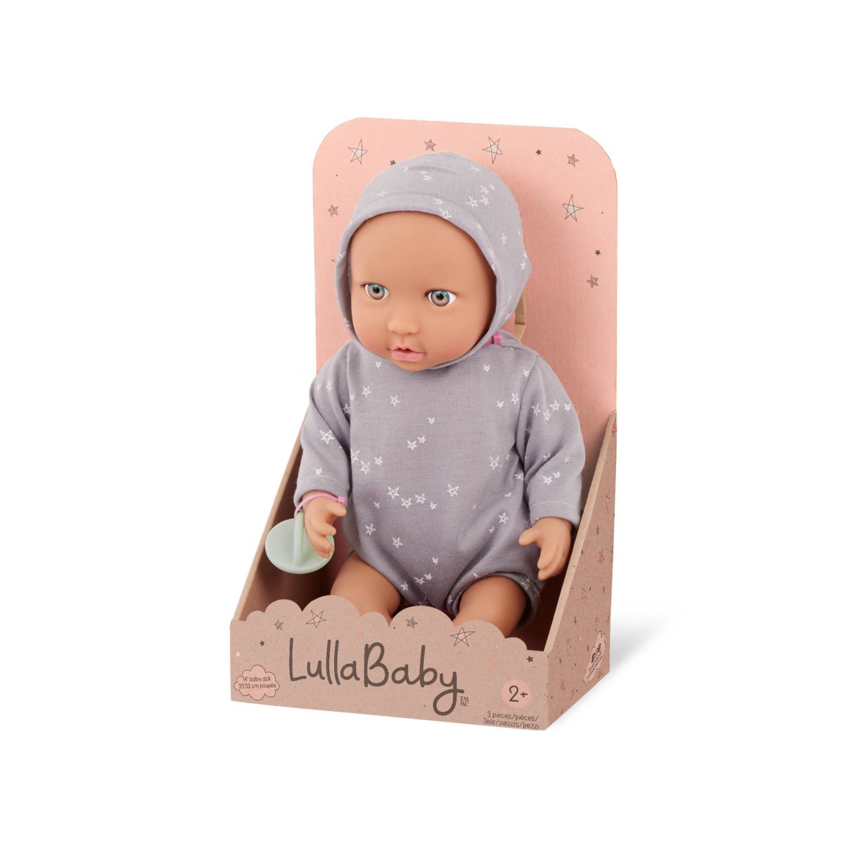 LBY7263Z_PKG LullaBaby: lalka NIEMOWLĘ – CHŁOPIEC, ze smoczkiem, w ubranku z kapturem - obrazek 9