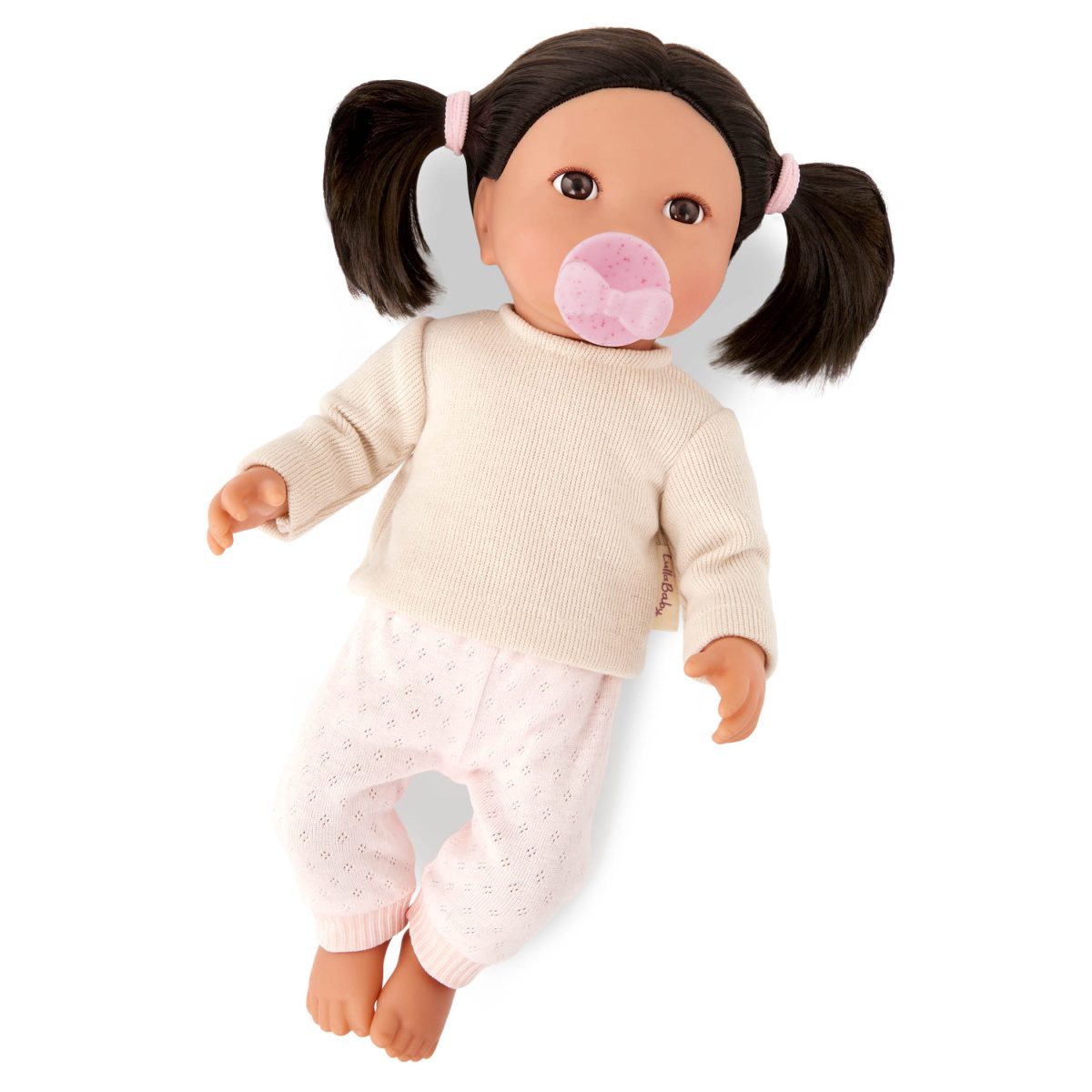 LBY7283_DP_B LullaBaby: lalka NIEMOWLĘ z WŁOSAMI - BRUNETKA, ze smoczkiem - obrazek 6