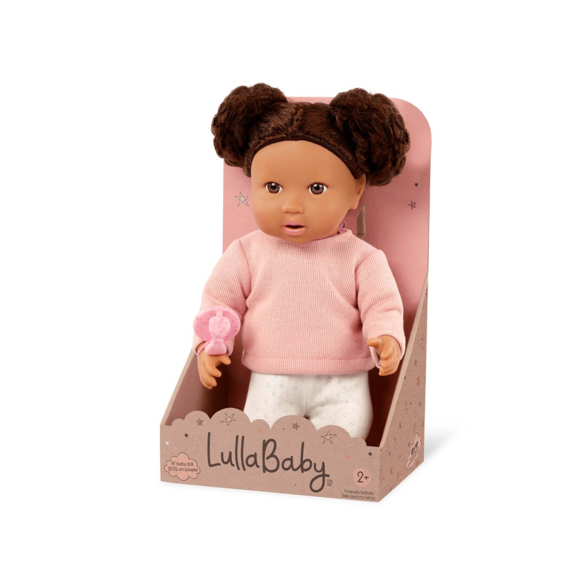 LBY7284Z_PKG LullaBaby: lalka NIEMOWLĘ z WŁOSAMI - SZATYNKA, ze smoczkiem - obrazek 3