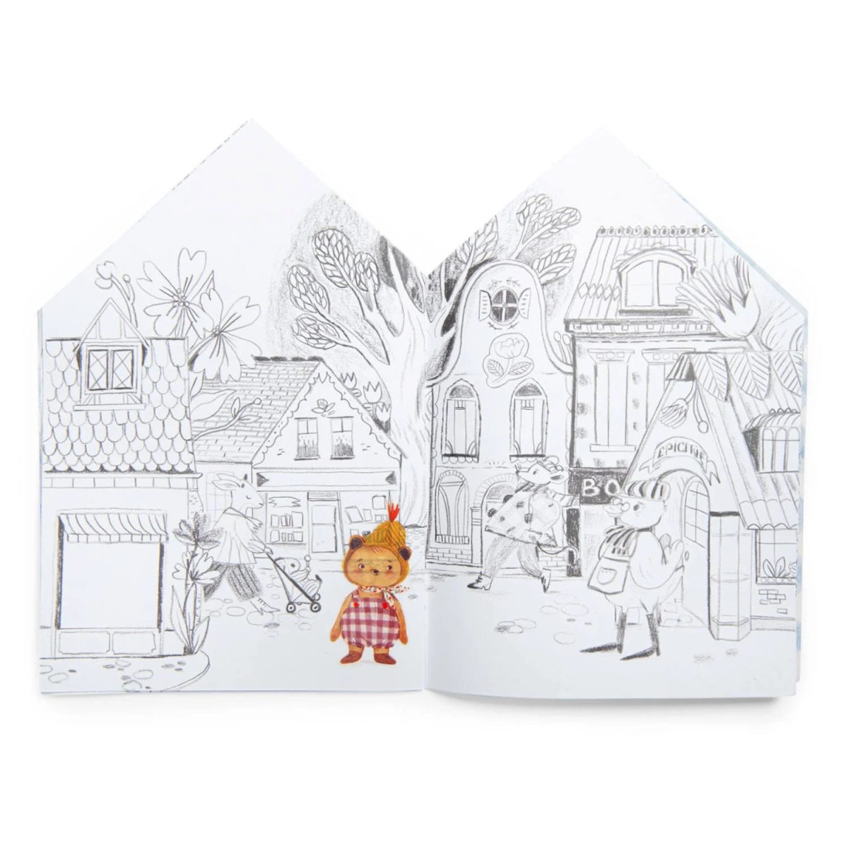 Moulin Roty: Kolorowanka z naklejkami domek LES MINOUCHKAS - obrazek 4