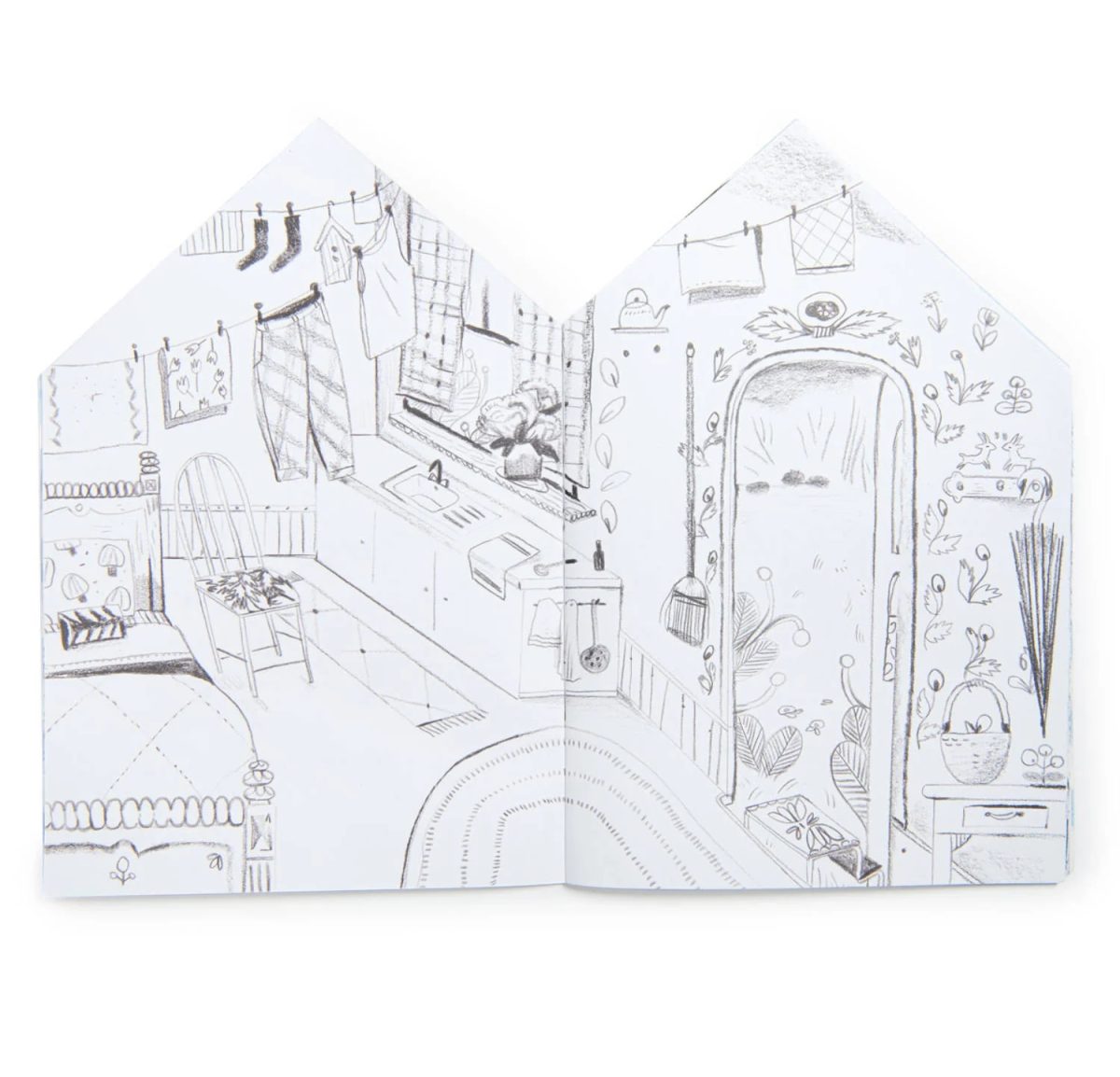 Moulin Roty: Kolorowanka z naklejkami domek LES MINOUCHKAS - obrazek 2