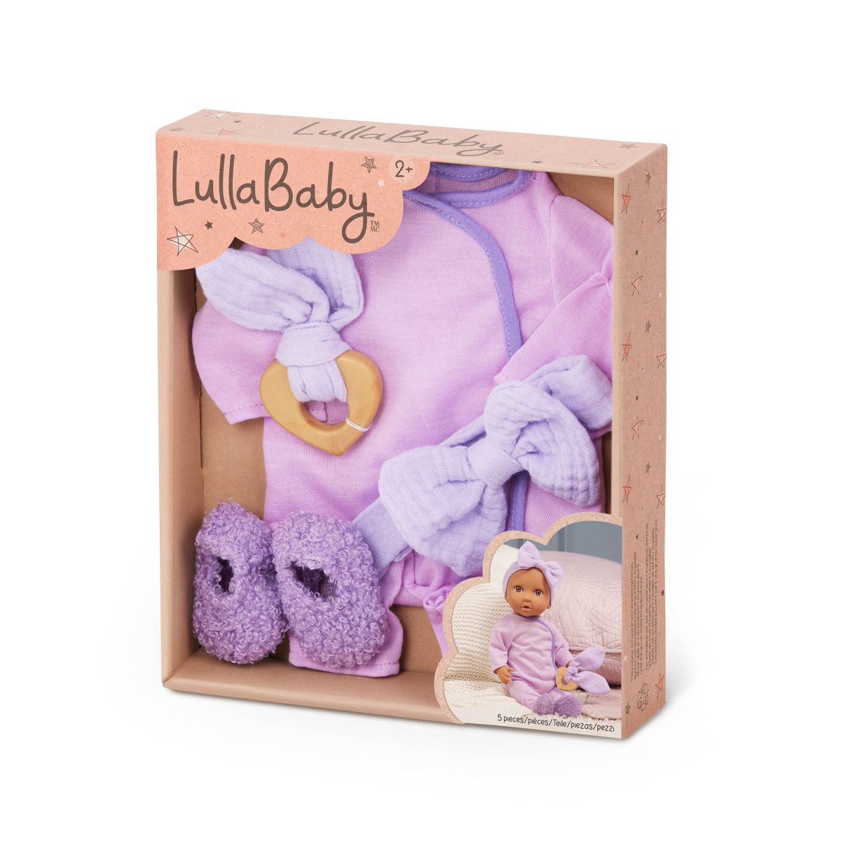 LullaBaby: zestaw ubranek dla lalek NIEMOWLĄT – pidżamka dziewczęca - obrazek 3