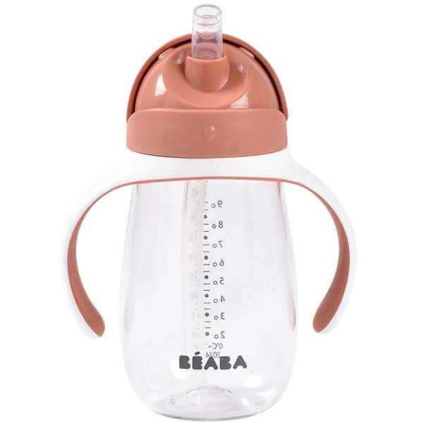 Beaba: tritanowy bidon niekapek ze słomką 300 ml Terracotta