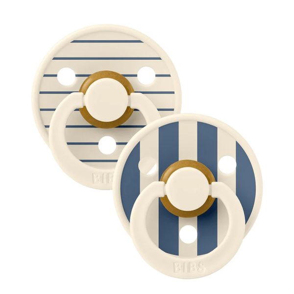 BIBS: STUDIO COLOUR smoczek uspokajający kauczuk Hevea 2-pack IVORY STEEL BLUE S