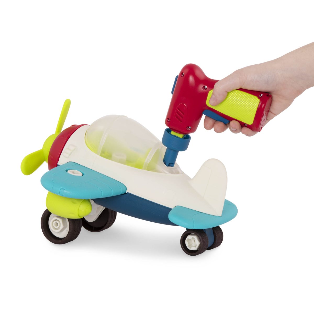 b.toys: SAMOLOT do DEMONTAŻU i SAMODZIELNEGO SKRĘCANIA z WIERTARKO-WKRĘTARKĄ w KOMPLECIE - obrazek 2