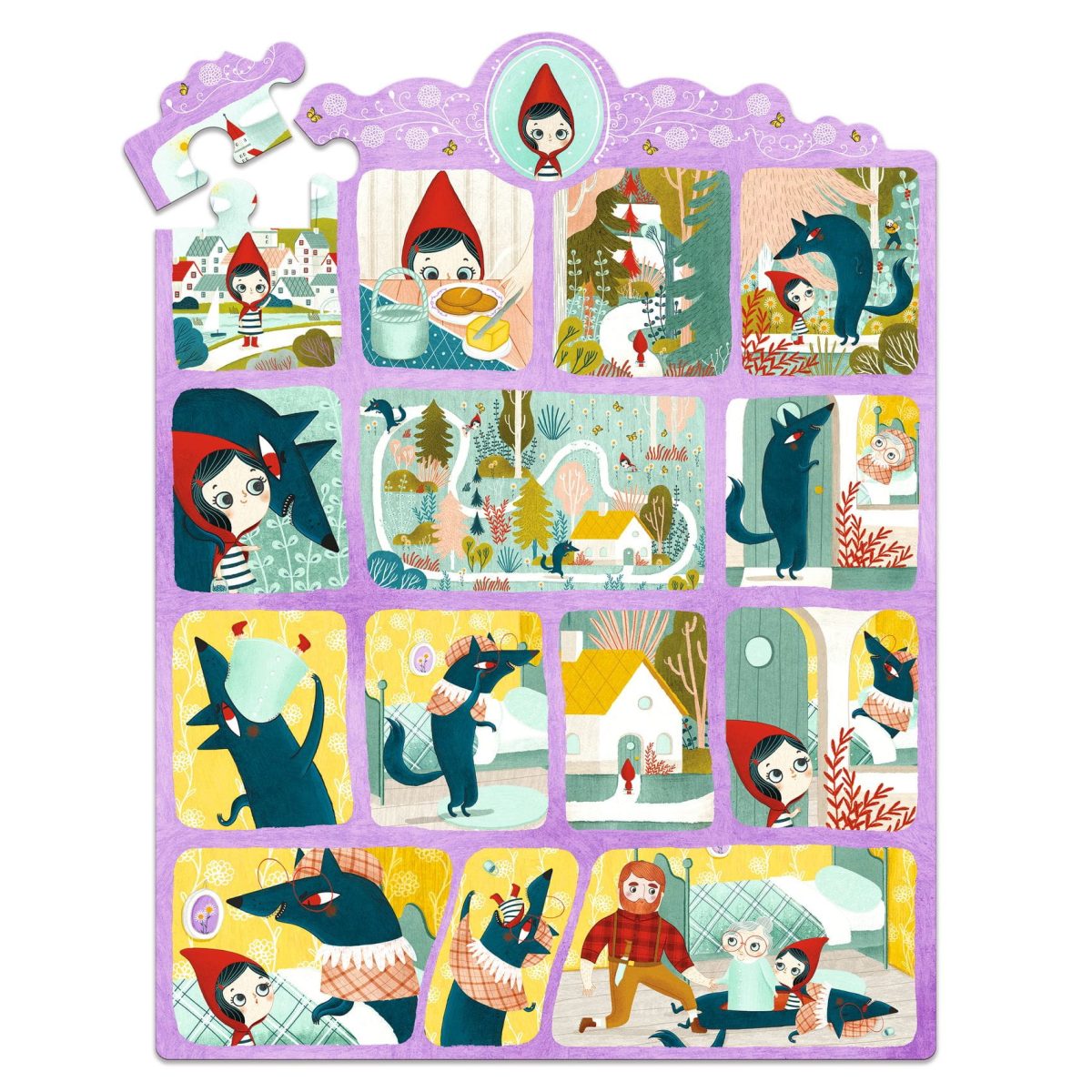 DJ07050-C1-RVB Djeco: Puzzle opowieść - CZERWONY KAPTUREK 35 el. - obrazek 2