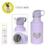 Lassig Bidon ze stali z ustnikiem, 500 ml - Little Gang Heart lilac - obrazek 5