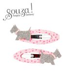 Souza! Spinki do włosów owinięte wstążką z brokatowym psem 2 szt.