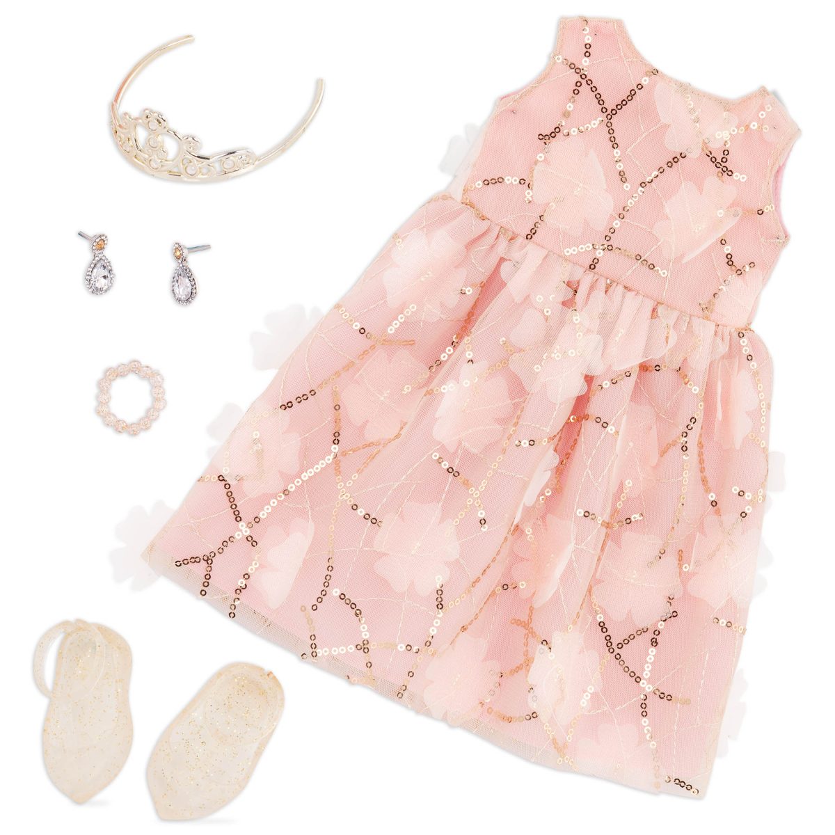 Our Generation: Lalka ANISSA 46cm – w kreacji na wyjątkową okazję, PRZEBITE USZY i kolczyki - obrazek 4