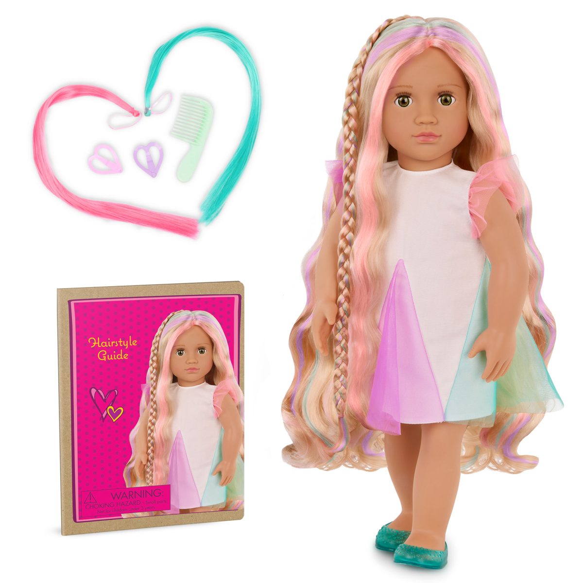 Our Generation: Lalka TESSIE 46cm – z regulowanymi włosami i kolorowymi pasemkami - obrazek 1