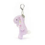 Jellycat: Breloczek Króliczek Fioletowy z Kwiecistymi Uszami 17 cm - obrazek 3