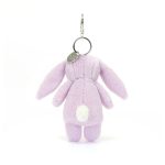 Jellycat: Breloczek Króliczek Fioletowy z Kwiecistymi Uszami 17 cm - obrazek 2