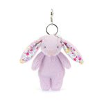 Jellycat: Breloczek Króliczek Fioletowy z Kwiecistymi Uszami 17 cm