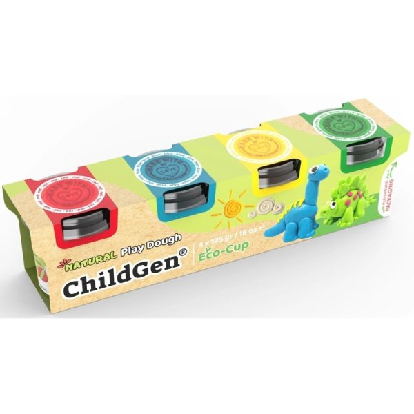 ChildGen: Naturalna ciastolina w eko-kubkach - zestaw 4 kolorów