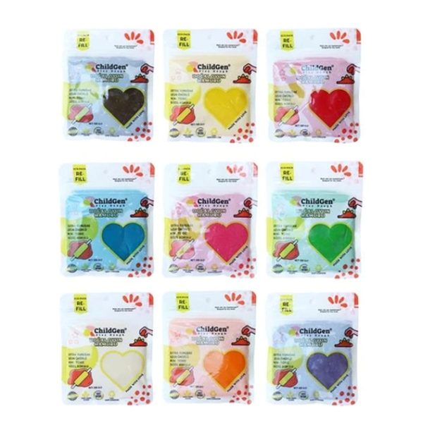 ChildGen: Naturalna ciastolina, 9 KOLORÓW po 125 g Re-Fill