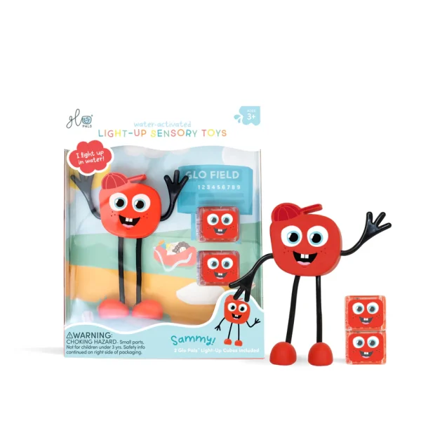 Glo Pals: postać do kąpieli Sammy - zestaw z dwiema kostkami sensorycznymi świecącymi w wodzie