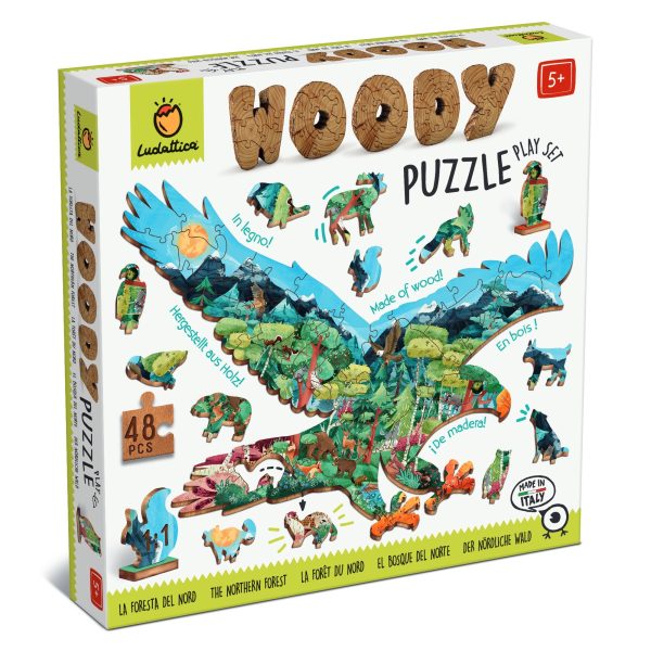 LUDATTICA: DREWNIANE puzzle KONTUROWE – TAJGA 48 el.