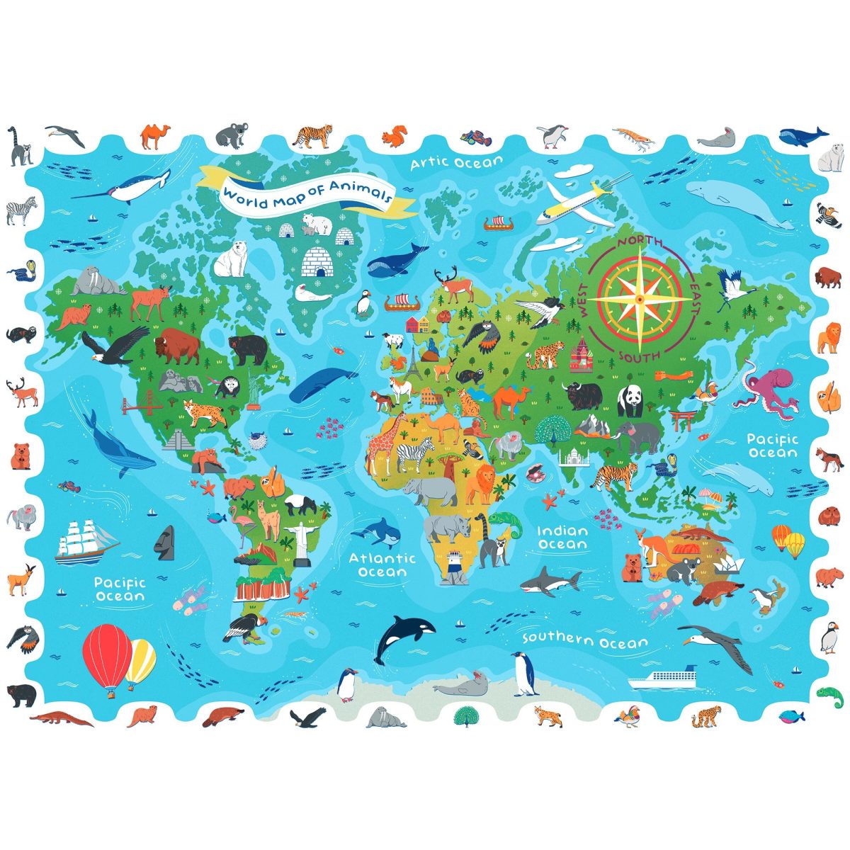 LUDATTICA: puzzle-GRA detektywistyczna – MAPA ŚWIATA ze ZWIERZĘTAMI - obrazek 3