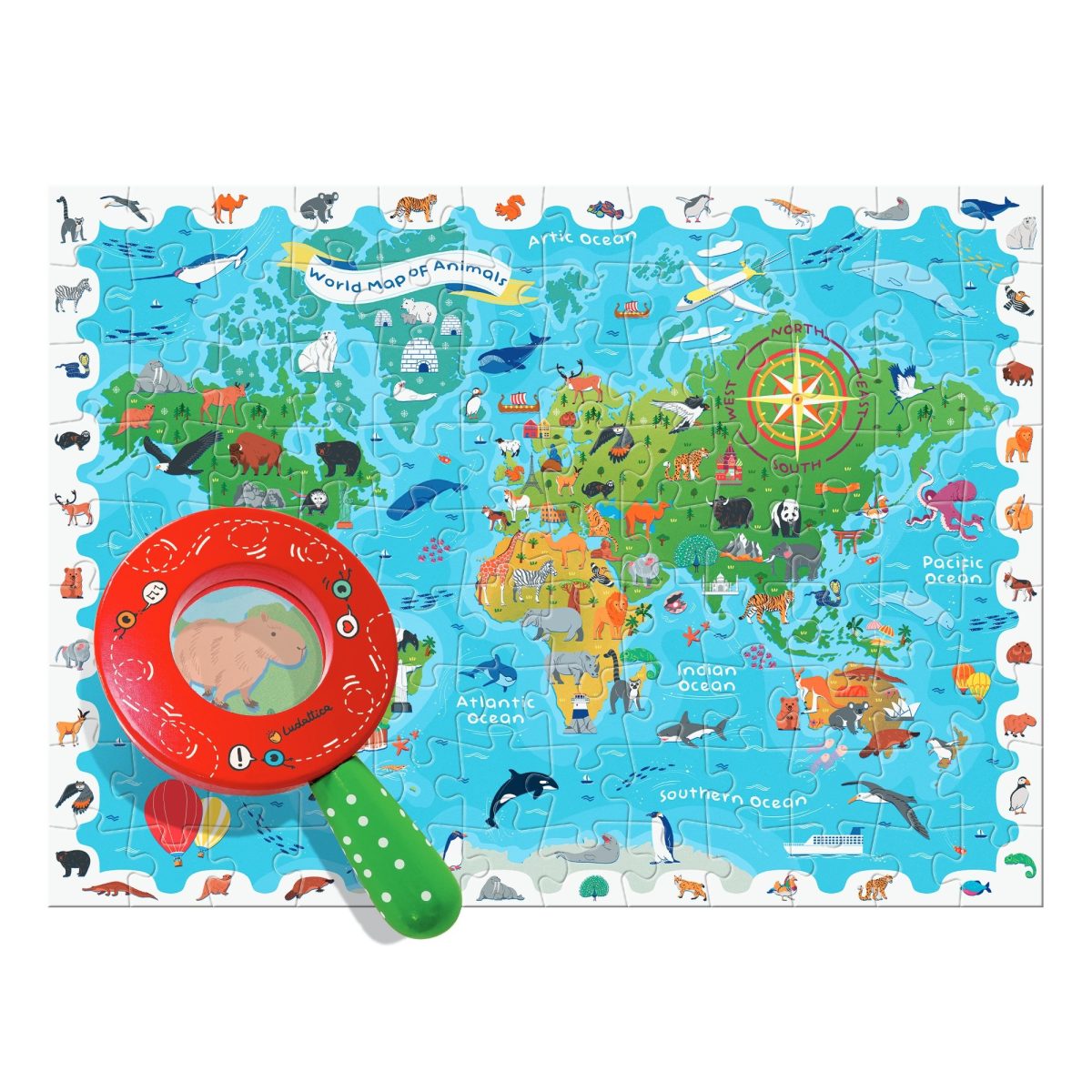 LUDATTICA: puzzle-GRA detektywistyczna – MAPA ŚWIATA ze ZWIERZĘTAMI - obrazek 2