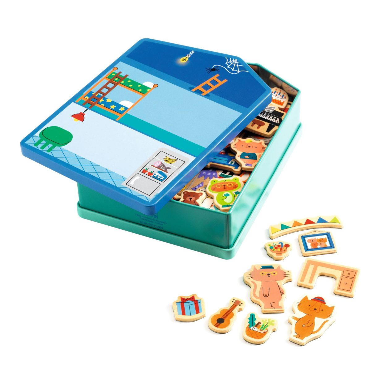 DJ03089-C-RVB Djeco: Magnetyczne puzzle DOMEK KOTKÓW - obrazek 3
