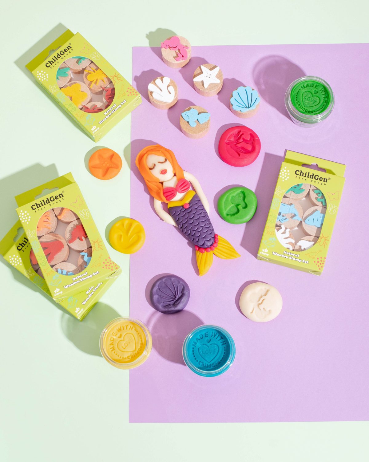 ChildGen, Zestaw drewniane stemple 6 szt. SYRENY - obrazek 3