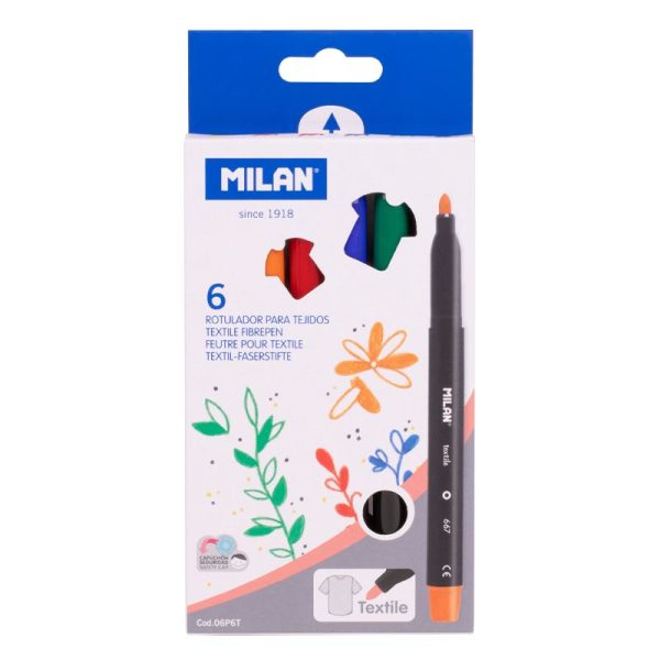 MILAN: flamastry Textile do tkanin 6 kolorów