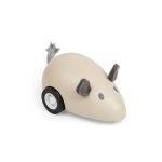 BIGJIGS: drewniana SZARA myszka pull-back