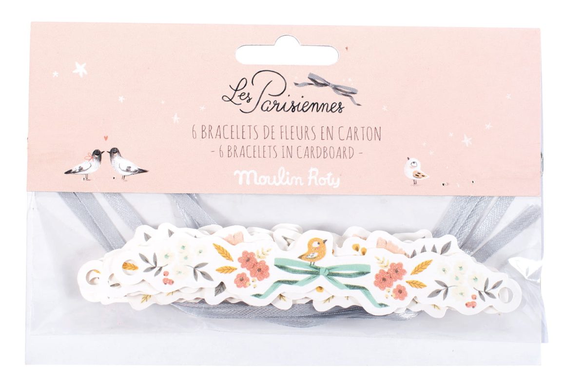 Moulin Roty: Zestaw 6 papierowych bransoletek Les Parisiennes - obrazek 1