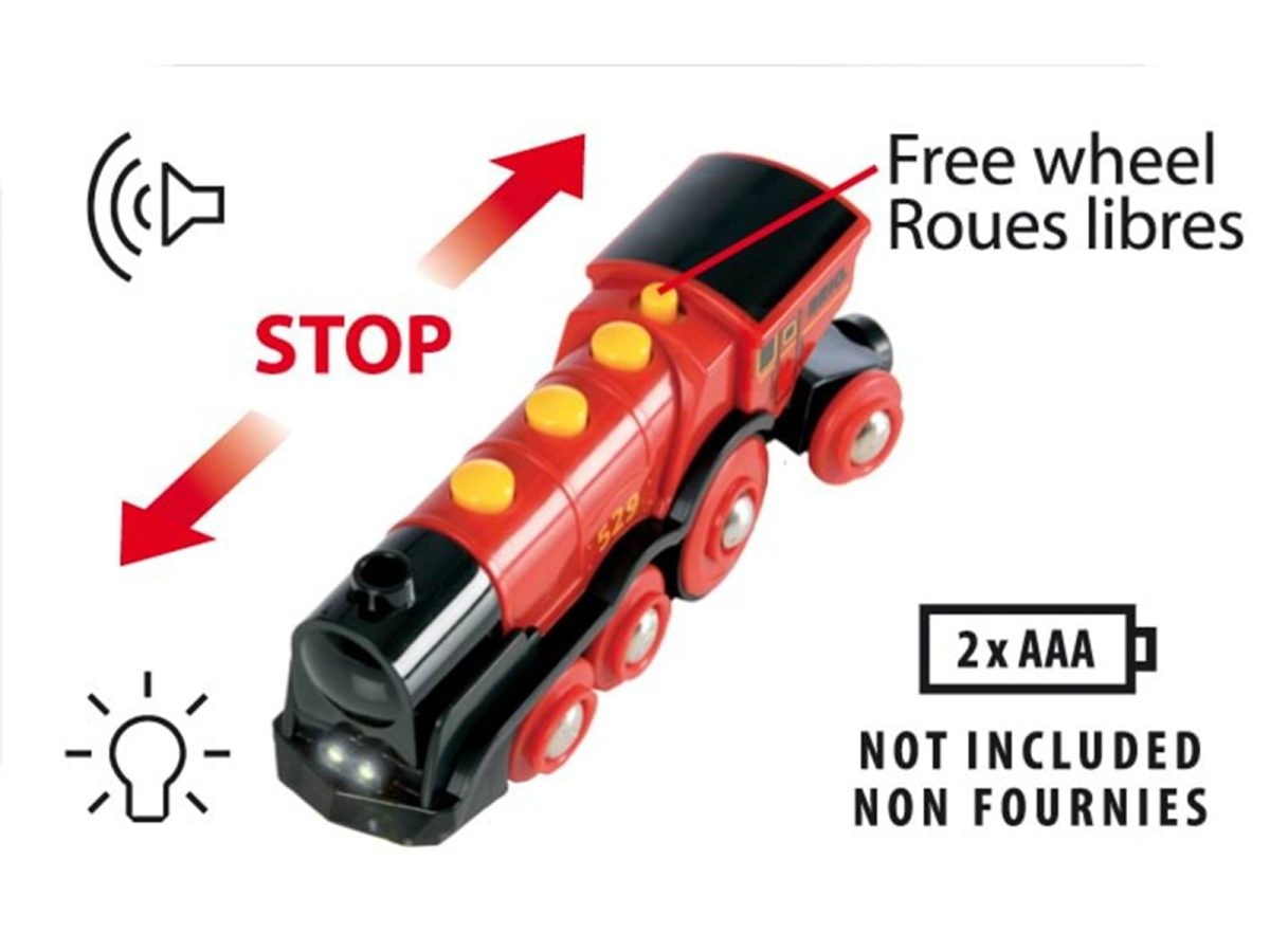 BRIO World - Klasyczna Czerwona Lokomotywa na baterie - obrazek 4